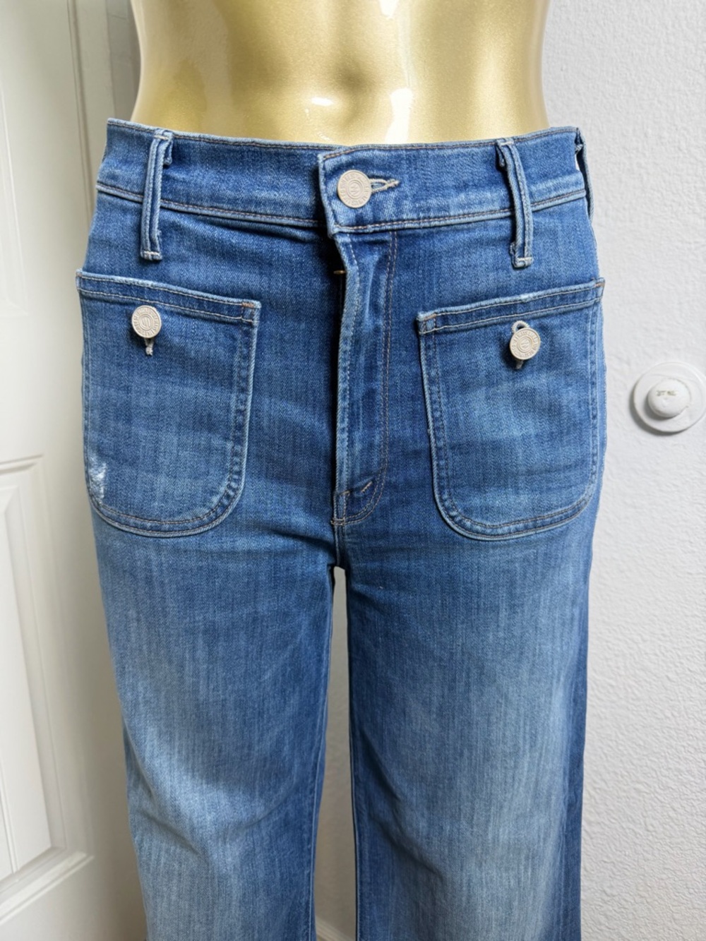 MOTHER Blue High-Rise Wide Leg Jeans 27 - Picture 2 of 9